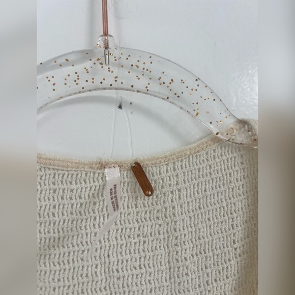 Free People Trinity boho crochet knit eyelet beaded top Size L - Picture 3 of 4